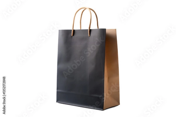 Obraz High-quality black kraft bag mockup, ideal for packaging, advertising, and presentation.