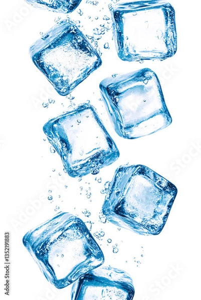 Fototapeta Chute de glaçons avec éclaboussures