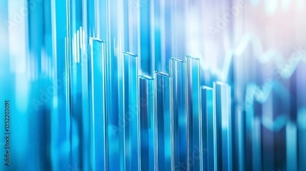 Obraz Abstract Blue Bar Graph with Financial Chart Background Illustration