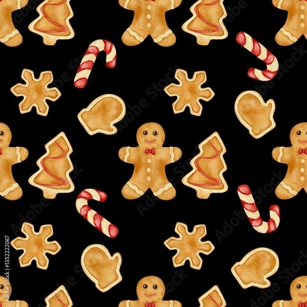 Obraz gingerbread cookies seamless pattern