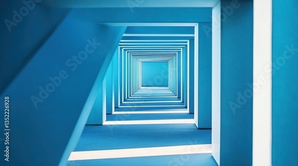 Obraz Abstract blue geometric shapes on a clean background, embodying modern minimalism and professional elegance.
