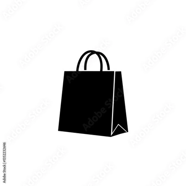 Fototapeta The Simple Shopping Icon: A minimalist black silhouette of a shopping bag against a plain backdrop. This versatile icon embodies the essence of retail.