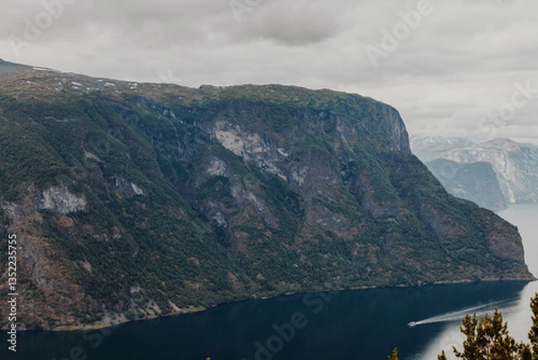 Obraz View from viewpoint Stegastein on Aurlandsfjord in Aurland along the National Scenic route Aurlandsfjellet between Aurland and Laerdal in Norway