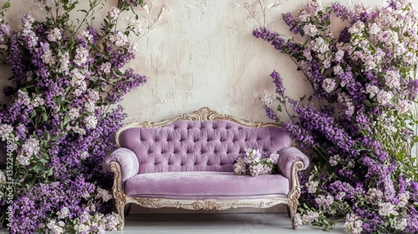 Obraz spring floral bench