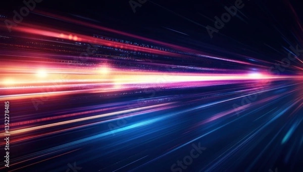 Fototapeta Abstract vibrant motion blur digital data tunnel