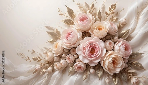 Fototapeta A luxurious floral arrangement featuring intricately detailed blooms in a very elegant setting