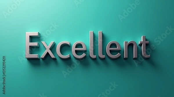 Obraz modern_3d_metallic_silver_text_spelling_excellent_on_a_gradient_teal_background