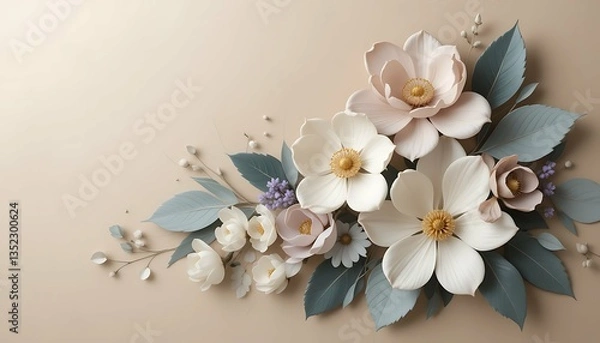 Fototapeta A luxurious floral arrangement featuring intricately detailed blooms in a very elegant setting