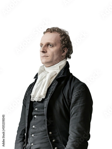Fototapeta Historical Portrait of a 19th Century Man in Formal Attire with White Cravat