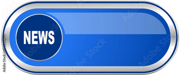 Fototapeta News long blue web and mobile apps banner isolated on white background.