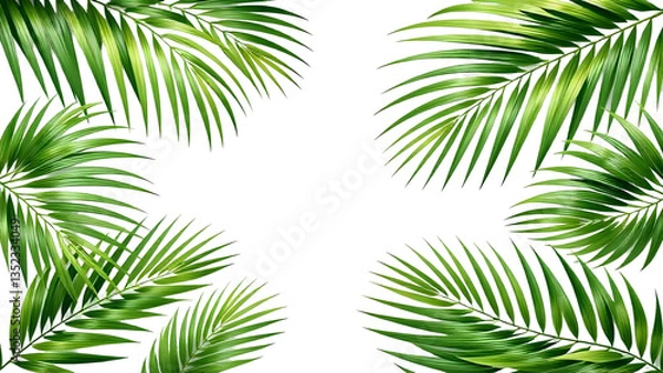 Fototapeta Palm tree leaves boarder.