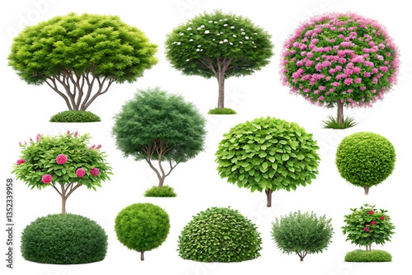 Fototapeta A collection of green trees in a natural environment.