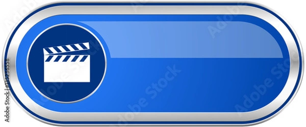 Fototapeta Video long blue web and mobile apps banner isolated on white background.