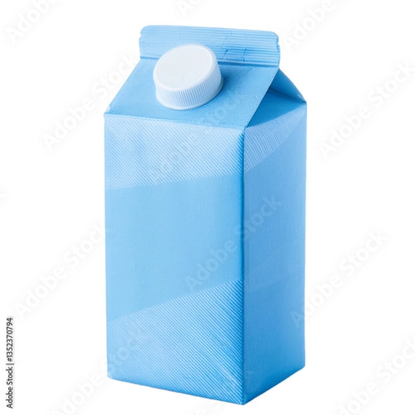 Fototapeta a vibrant blue carton of milk with a white cap, standing upright. The carton is fresh and clean