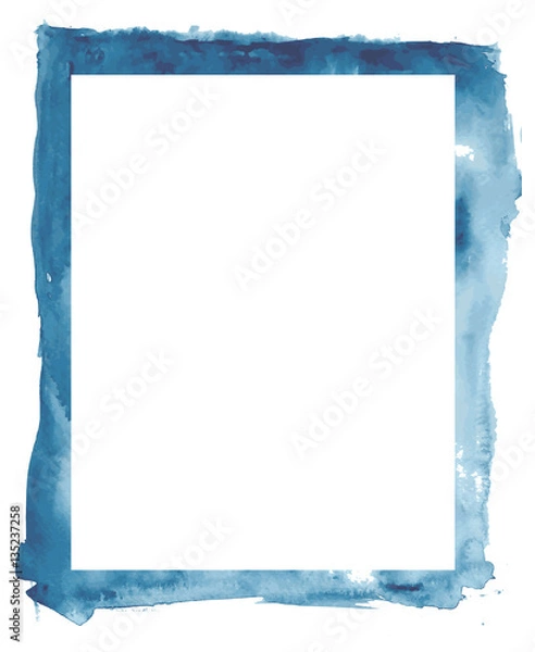 Obraz Abstract blue watercolor frame and white space