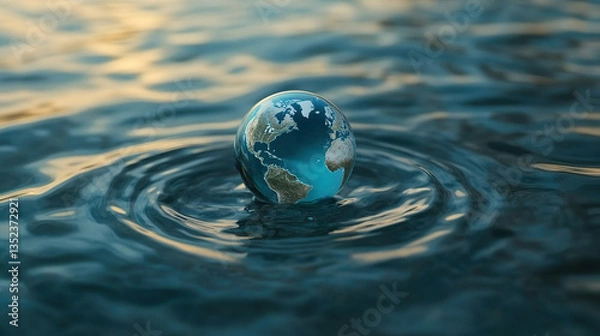 Fototapeta World Earth Day and World Water Day.The Earth is a Drop of Water.Every Drop Matters. Saving water and world environmental protection concept