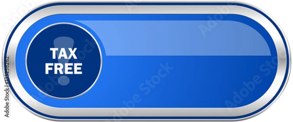Fototapeta Tax free long blue web and mobile apps banner isolated on white background.