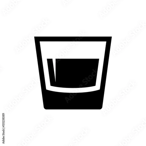 Fototapeta Glass icon. Black icon isolated on white background. Glass silhouette. Simple icon. Web site page and mobile app design element.