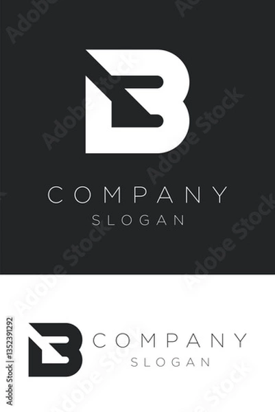 Fototapeta Minimal B letter logo template, New B branding logo.