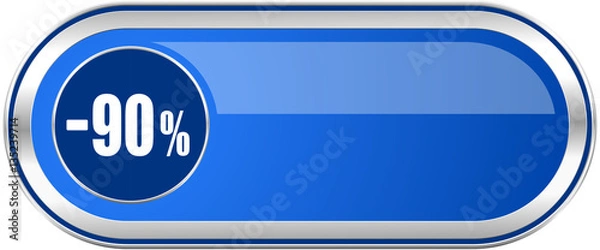 Obraz 90 percent sale retail long blue web and mobile apps banner isolated on white background.