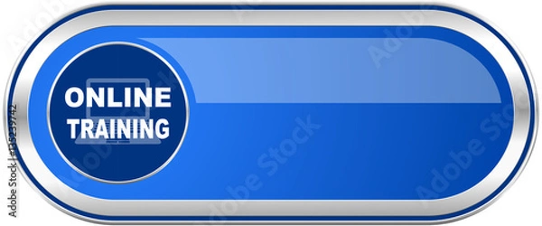 Obraz Online training long blue web and mobile apps banner isolated on white background.