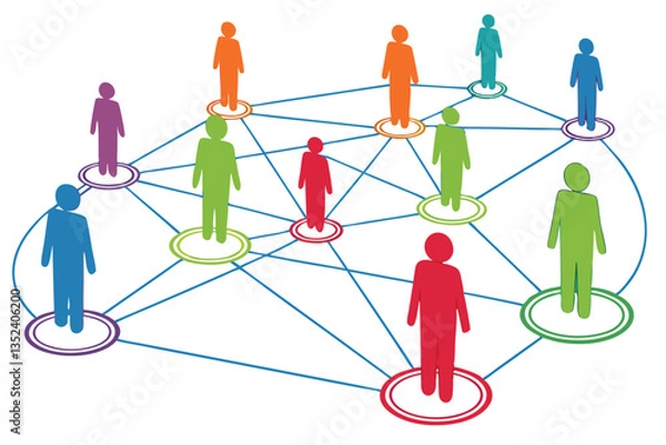 Fototapeta 20 Colorful 3D human figures, network connections, social networking concept, diverse community, interconnected people, vibrant colors, white background, shallow depth of field, macro photography, sym