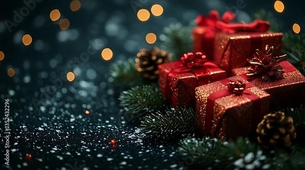 Obraz christmas tree and gift box