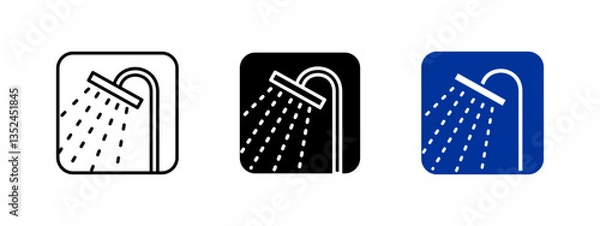 Fototapeta Shower icon. Water spray from a bathroom faucet vector illustration. Hygiene and sanitation sign for restrooms, wellness centers and bathing facilities.