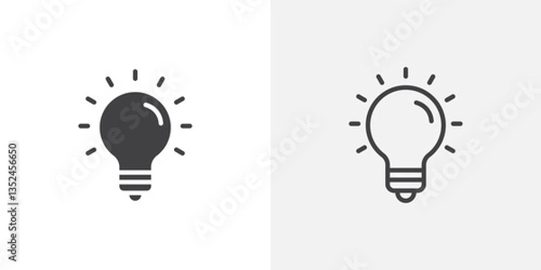 Fototapeta Idea icon vector set in black flat and line stroke style