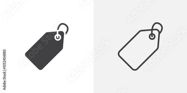 Fototapeta Label icon vector set in black flat and line stroke style