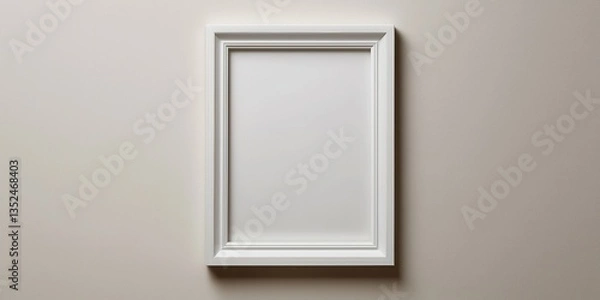 Fototapeta Empty picture frame in minimalist interior digital art perspective