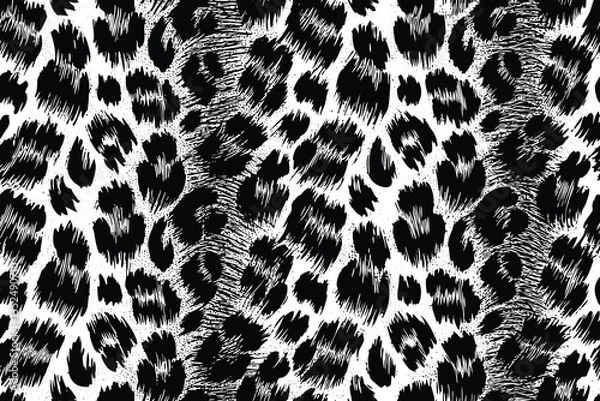 Fototapeta Black and White Leopard Pattern Seamless Vector