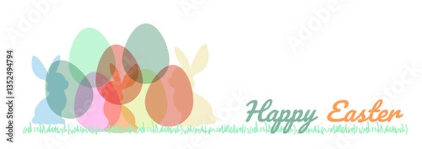 Fototapeta Happy easter pastel color banner template on white background
