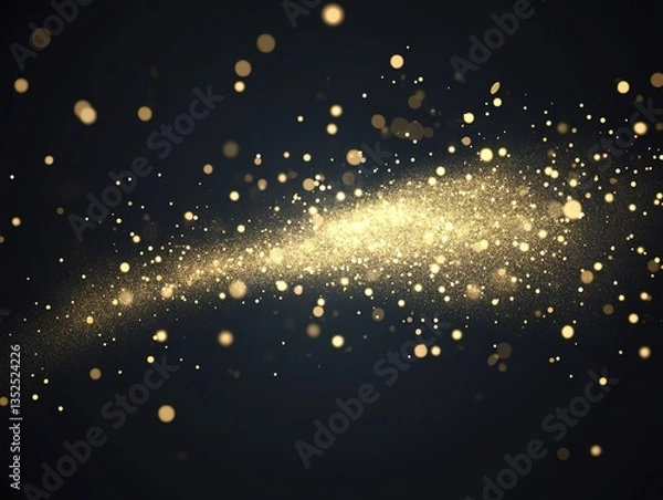Fototapeta Golden light bands and floating light spots on a black background, generating a dreamy and luxurious atmosphere, perfect for high - end event or fashion - related designs.