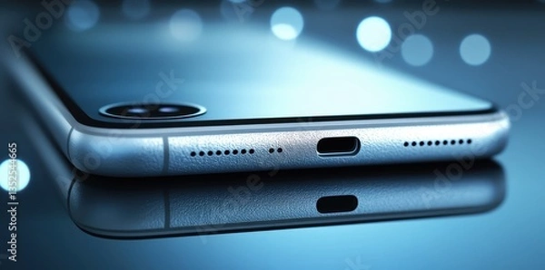 Fototapeta A detailed close up view of a modern mobile phone