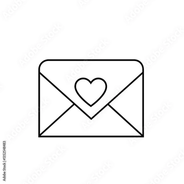 Fototapeta Romantic Love Letter: Minimalist Envelope and Heart Symbol Design PNG file isolated on transparent background ,cut out, clipping path, close up, high quality

