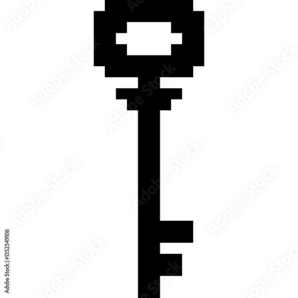 Fototapeta Old key icon. 8 bit vintage key. skeleton key