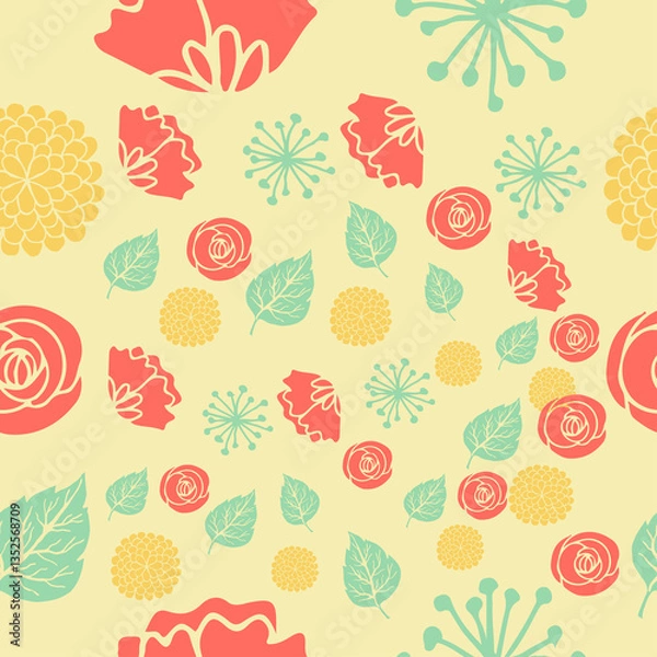 Fototapeta Seamless pattern with flowers
