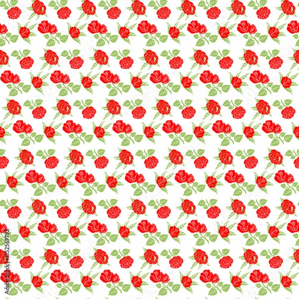 Fototapeta Seamless pattern with red roses