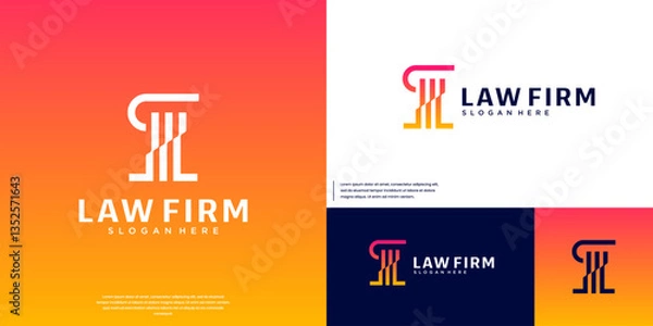 Obraz pillar logo symbol of justice, law, digital technology, vector graphic illustration.