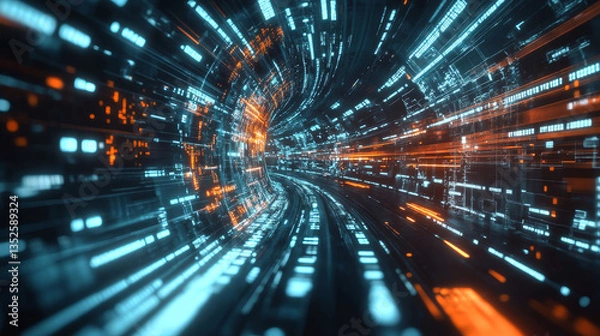 Fototapeta Shield Icon of Cyber Security Digital Data, Digital Data Network Protection, Global Network 5g High-Speed Internet Connection and Big Data Analysis Future Background Concept. 3d rendering