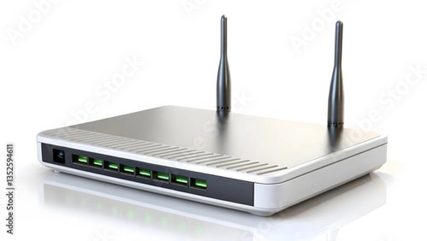 Fototapeta Wireless Router on White Background