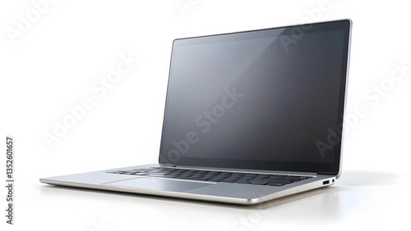 Obraz Silver Laptop on White Background