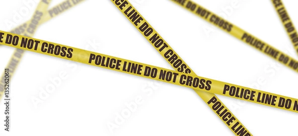 Fototapeta Yellow Police Line Do Not Cross Tape at a Crime Scene