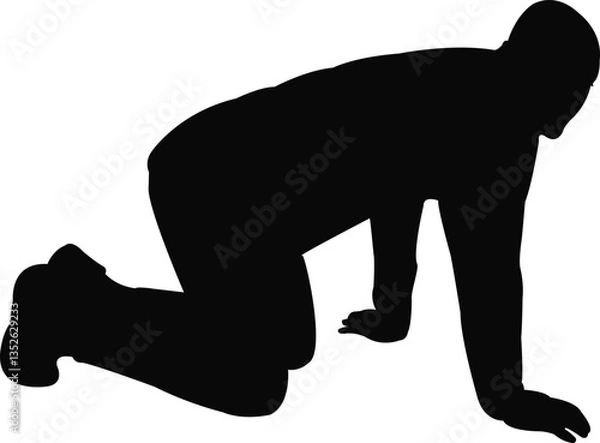 Obraz a man crawling body silhouette vector