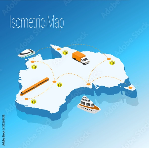 Fototapeta Map australia isometric concept.