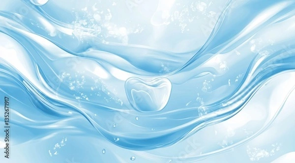 Fototapeta Teeth submerged in blue water, symbolizing dental care, hygiene, and protection. The image conveys the importance of maintaining clean teeth and promoting oral health, emphasizing love and care for de