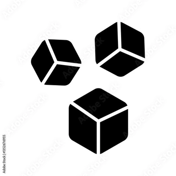 Fototapeta ice cubes vector icon color editable