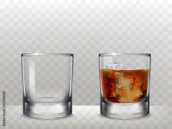 Fototapeta Set of glasses for alcohol in a realistic style