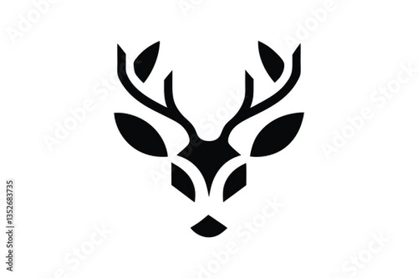 Fototapeta Geometric Wildlife Logo – Symmetrical Deer Head with Sharp Angles